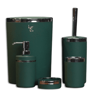 Bathroom Green & Silver Frame Set of 5pcs
