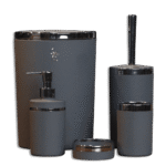 Bathroom Matte Grey & Silver Frame Set of 5pcs