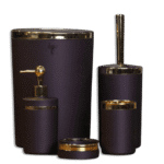 Bathroom Matte Purple & Gold Frame Set of 5pcs
