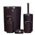 Bathroom Matte Purple & Silver Frame Set of 5pcs