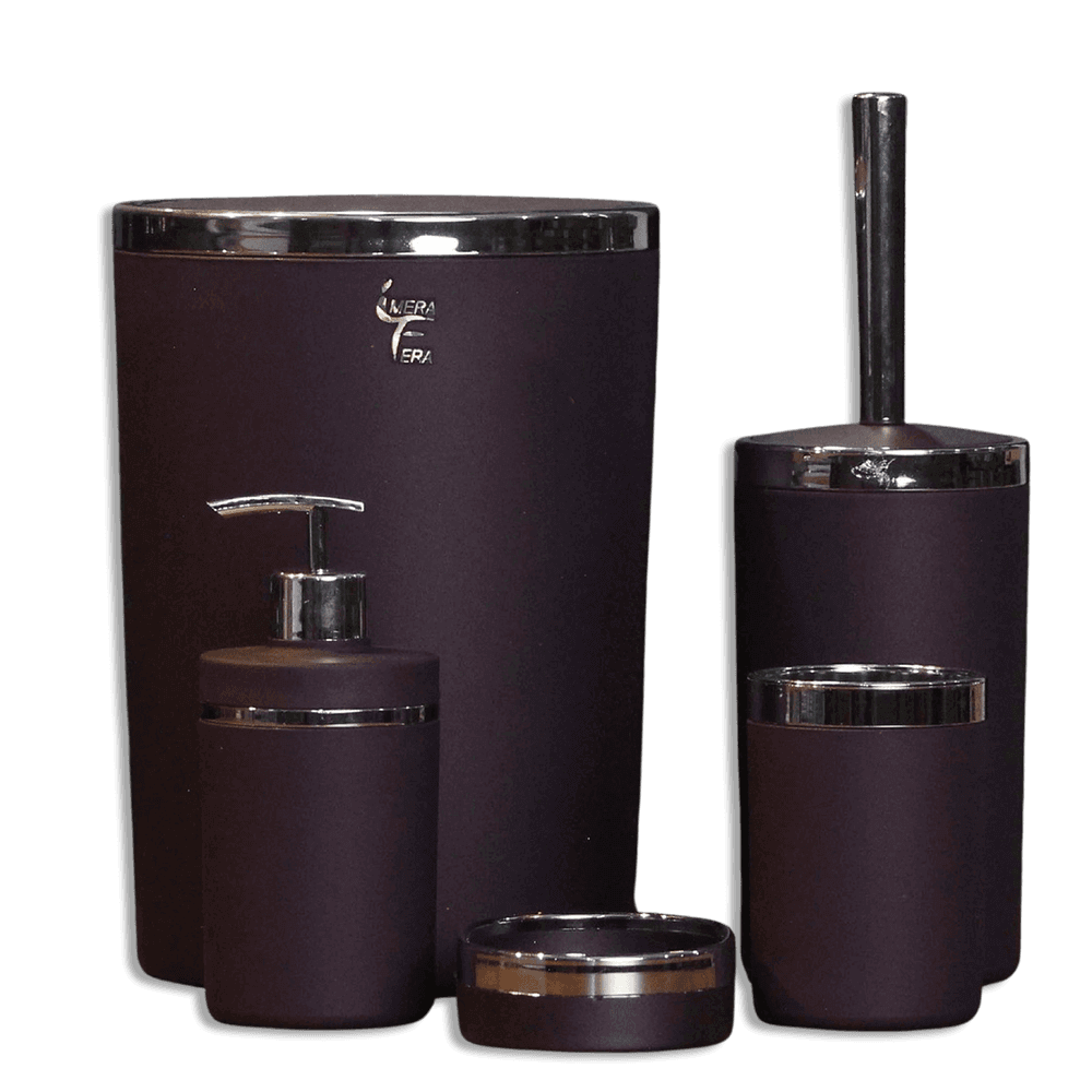 Bathroom-Matte-Purple-&-Silver-Frame-Set-of-5pcs