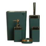 Bathroom Squared Green & Gold Frame Set of 5pcs