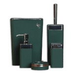 Bathroom Squared Green & Silver Frame Set of 5pcs
