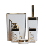 Bathroom Squared White & Gold Desgined Set of 5pcs