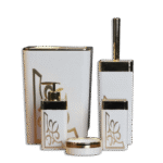 Bathroom Squared White & Gold Desgined Set of 5pcs