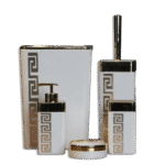 Bathroom Squared White & Gold Patterned Set of 5pcs