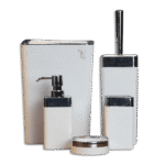 Bathroom Squared White & Silver Set of 5pcs
