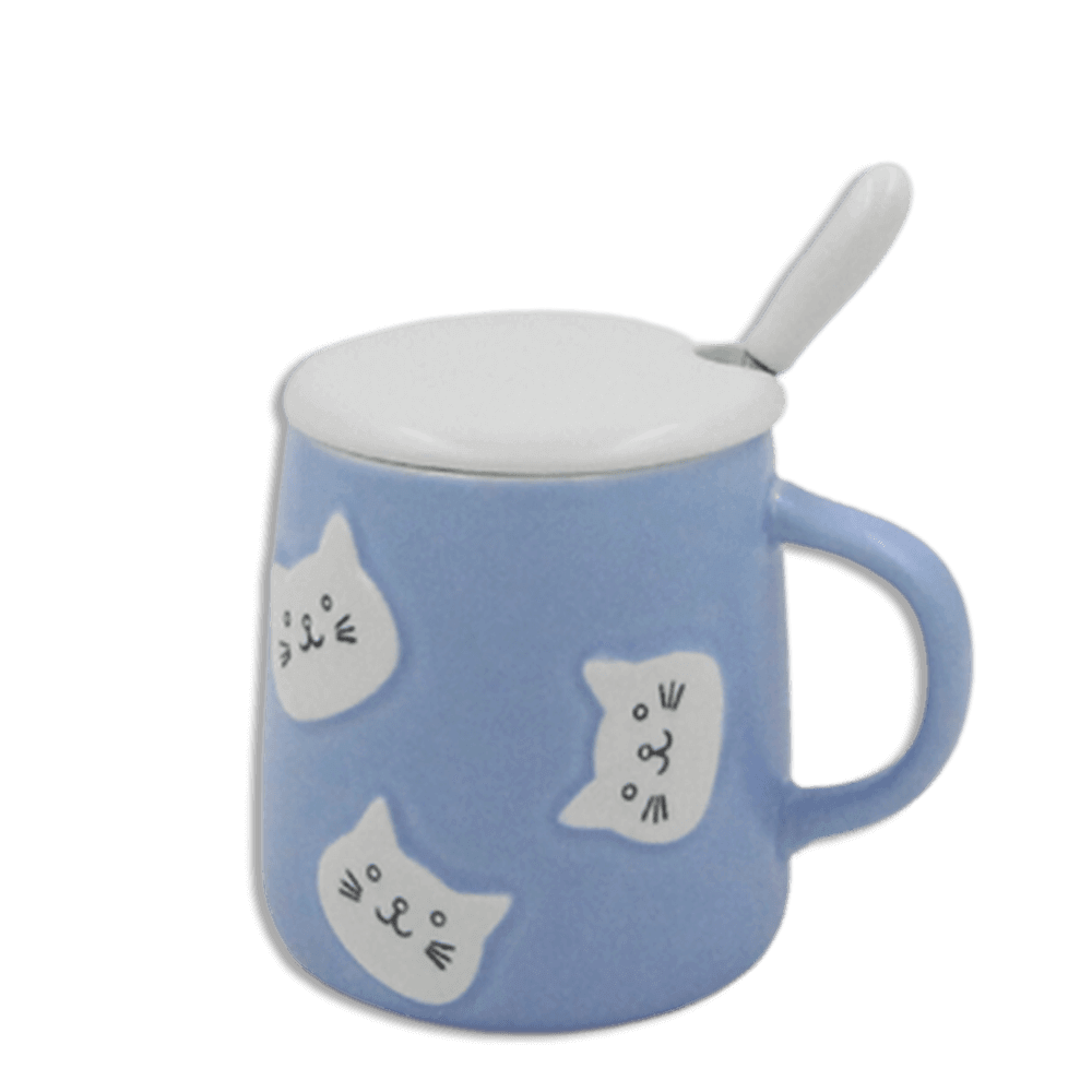 Blue-Cats-Mug-with-Lid-&-Spoon