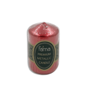 Fama Metallic Glossy Candle 10 cm Red Decorative Pillar Candle
