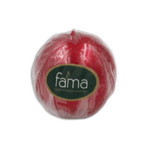 Fama Metallic Round Candle 6 cm Red Decorative Accent Candle