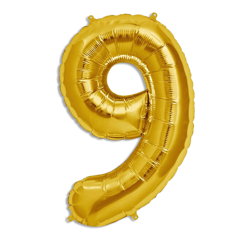 Gold helium balloon number nine