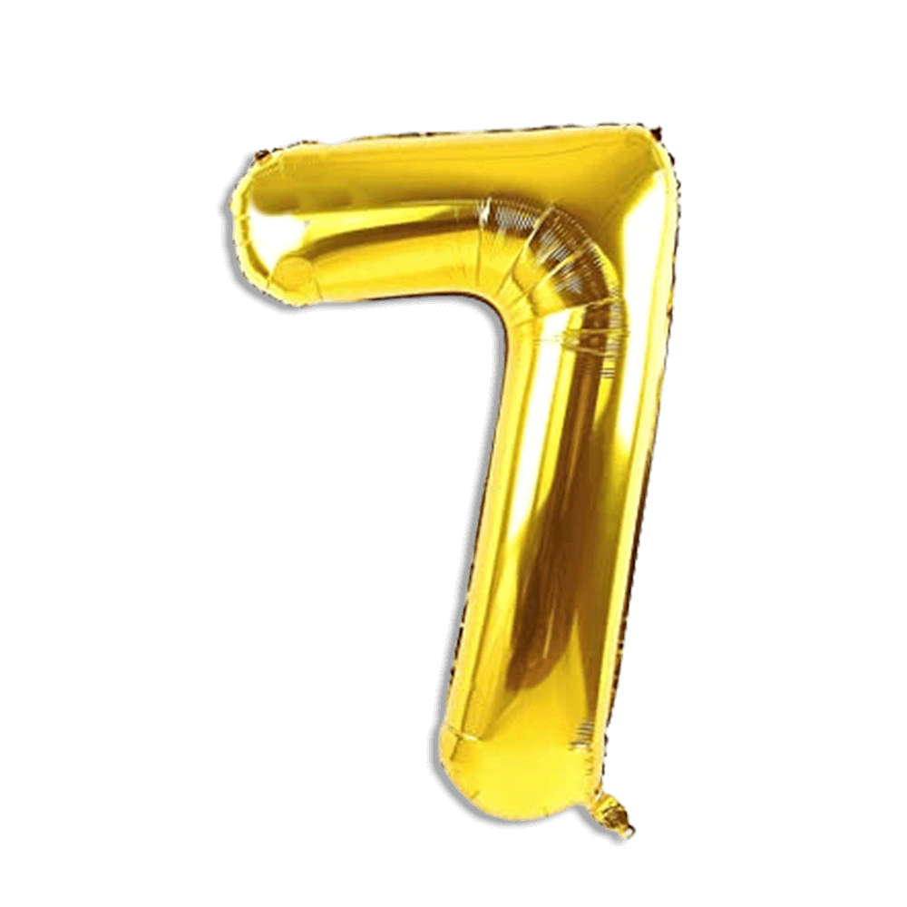 Gold helium balloon number seven