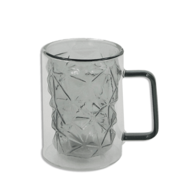 Grey 250ml Double Glass Mug