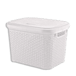Hobby Life 20L White Rattan Laundry Basket with Cover
