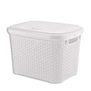 Hobby Life 20L White Rattan Laundry Basket with Cover
