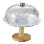 Ornamented Ocean Cake Plate with Bamboo Stand