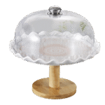 Ornamented Rose Cake Plate with Bamboo Stand