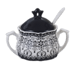 Porcelain Black Sugar Bowl with Lid
