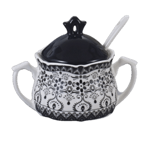 Porcelain Black Sugar Bowl with Lid