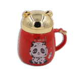 Red Panda Mug with Designed Gold Lid