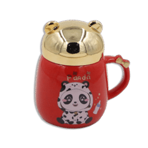 Red Panda Mug with Designed Gold Lid