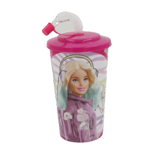 Tuffex Barbie Cup with Lid and Straw