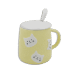 Yellow Cats Mug with Lid & Spoon