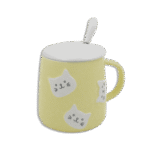 Yellow Cats Mug with Lid & Spoon
