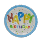 Blue Birthday Designed Plates 10pcs
