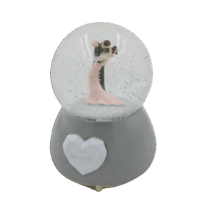 Dancing Couple Grey Snow Ball with Music
