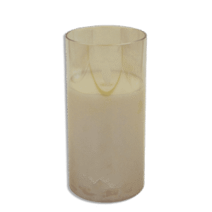 LED Battery Operated Candle with Gold Glass Cup Large Warm Light Decorative