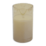 LED Battery Operated Candle with Gold Glass Cup Medium Warm Light Decorative