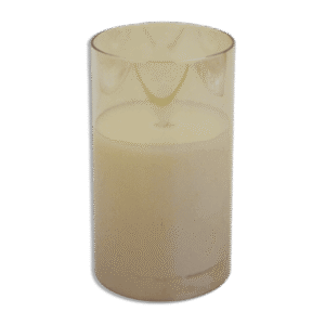 LED Battery Operated Candle with Gold Glass Cup Medium Warm Light Decorative