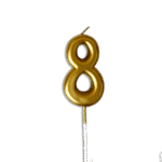 Gold Number 8 Birthday Candle Metallic Cake Topper Celebration