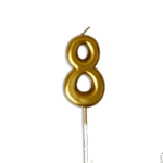 Gold Number 8 Birthday Candle Metallic Cake Topper Celebration