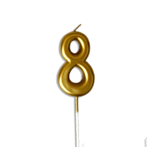 Gold Number 8 Birthday Candle Metallic Cake Topper Celebration