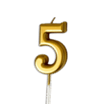 Gold Number 5 Birthday Candle Metallic Cake Topper Celebration