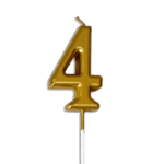 Gold Number 4 Birthday Candle Metallic Cake Topper Celebration