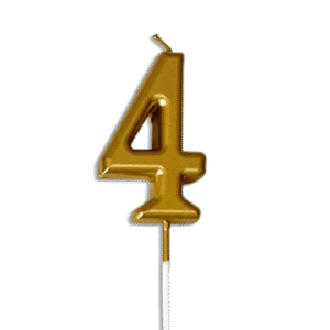 Gold Number 4 Birthday Candle Metallic Cake Topper Celebration