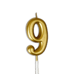 Gold Number 9 Birthday Candle Metallic Cake Topper Celebration