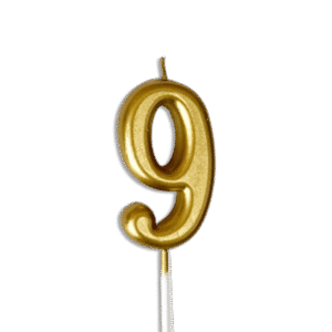 Gold Number 9 Birthday Candle Metallic Cake Topper Celebration