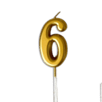 Gold Number 6 Birthday Candle Metallic Cake Topper Celebration