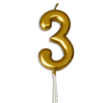 Gold Number 3 Birthday Candle Metallic Cake Topper Celebration