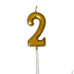 Gold Number 2 Birthday Candle Metallic Cake Topper Celebration