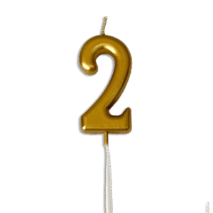 Gold Number 2 Birthday Candle Metallic Cake Topper Celebration