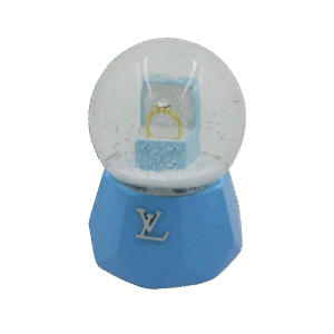 Gold Ring Blue LV Snow Ball with Music