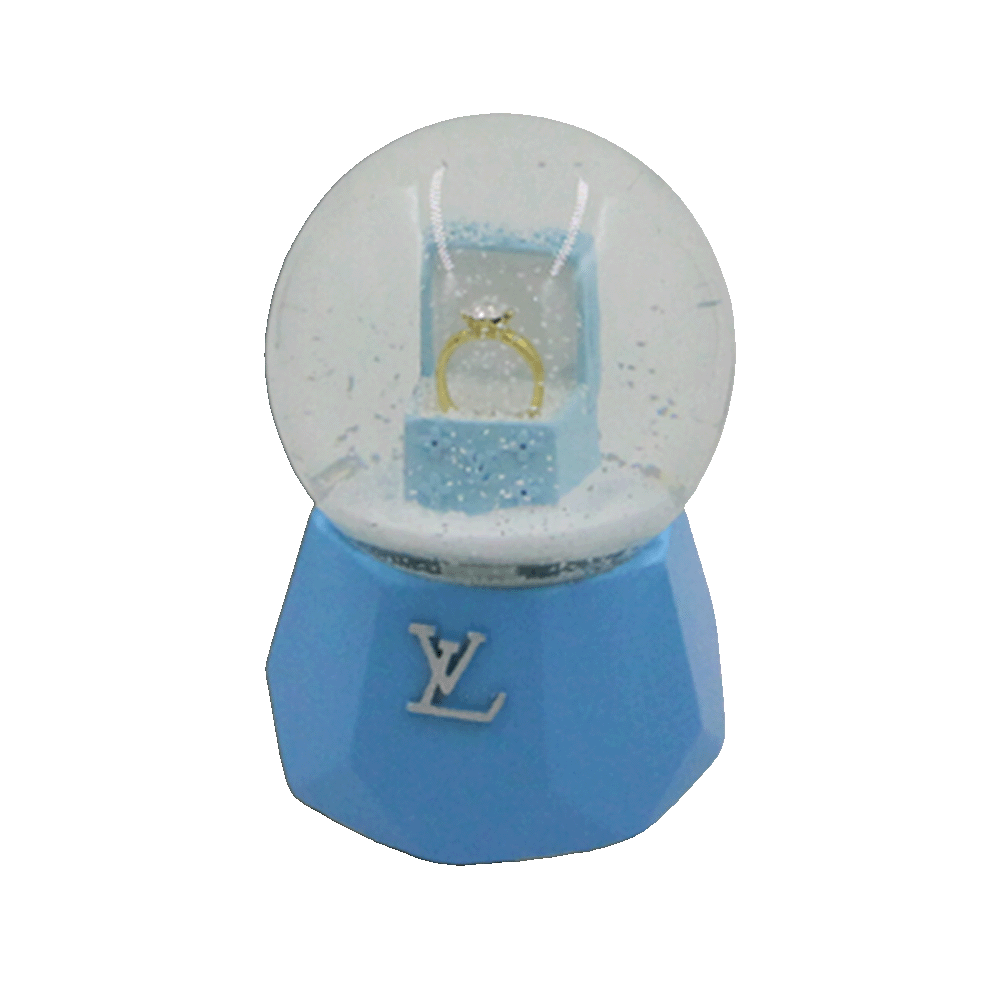 Gold Ring Blue LV Snow Ball with Music