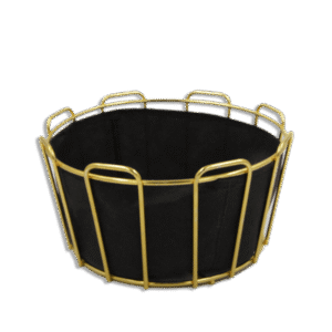 Gold Round Basket with Black Fabric