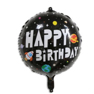 Happy Birthday Black Space Balloon