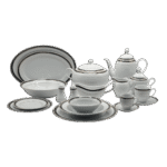 La Table Eelegante 121 Pcs Gold & Black Round Dinner Set